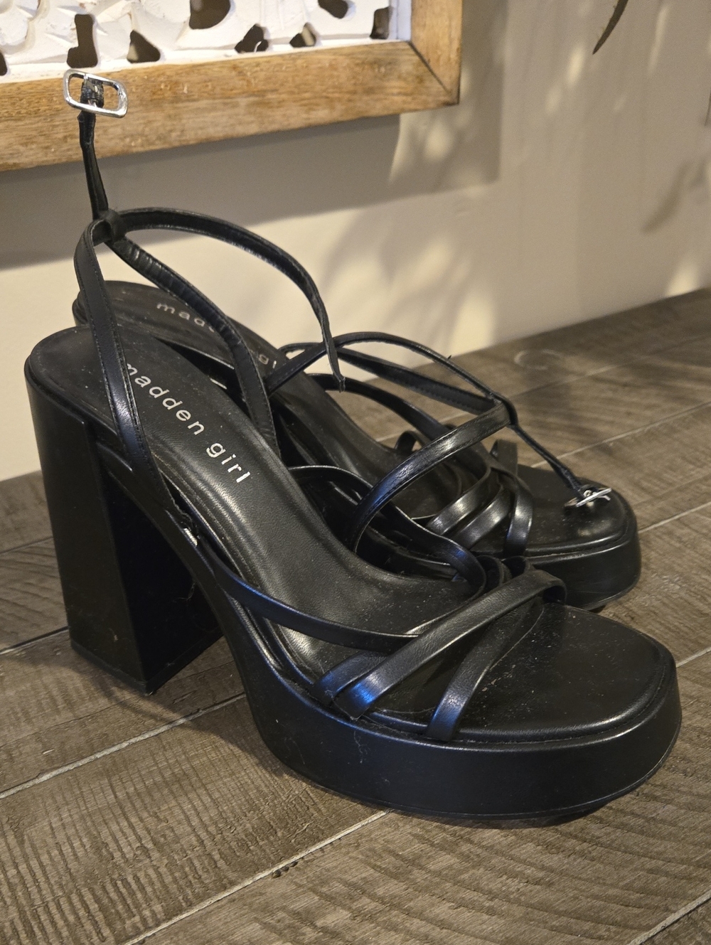 Madden Girl Black Strappy Platform Heels